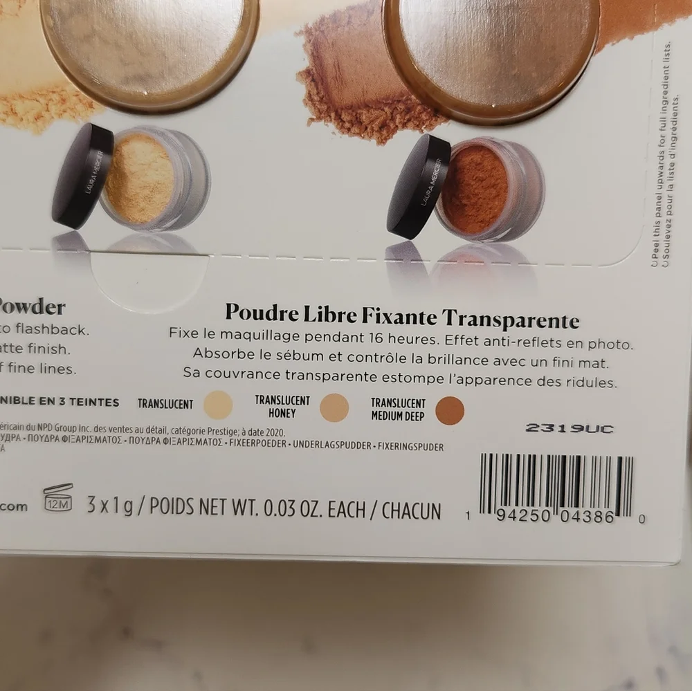 Laura Mercier Translucent Loose Setting Powder Sample Card 3 SHADES .03 Oz Each